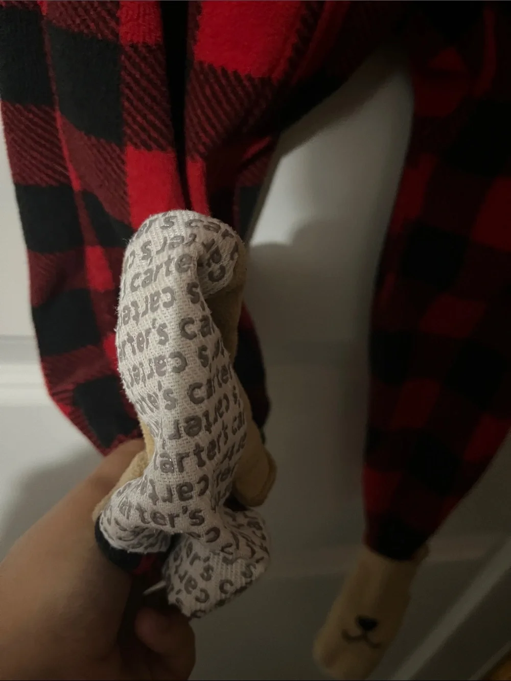 Carter's Red and Black Buffalo Plaid Footed One-Piece